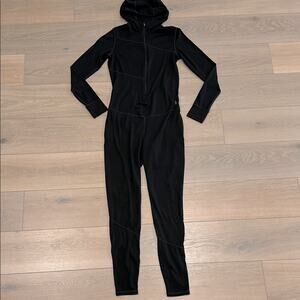 SMARTWOOL Black Merino 250 One-Piece Base Layer Long Sleeve Hood Bodysuit Size M